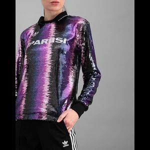 NWT Adidas Originals x Anna Isoniemi Sequin Soccer Shirt in Purple Size XS